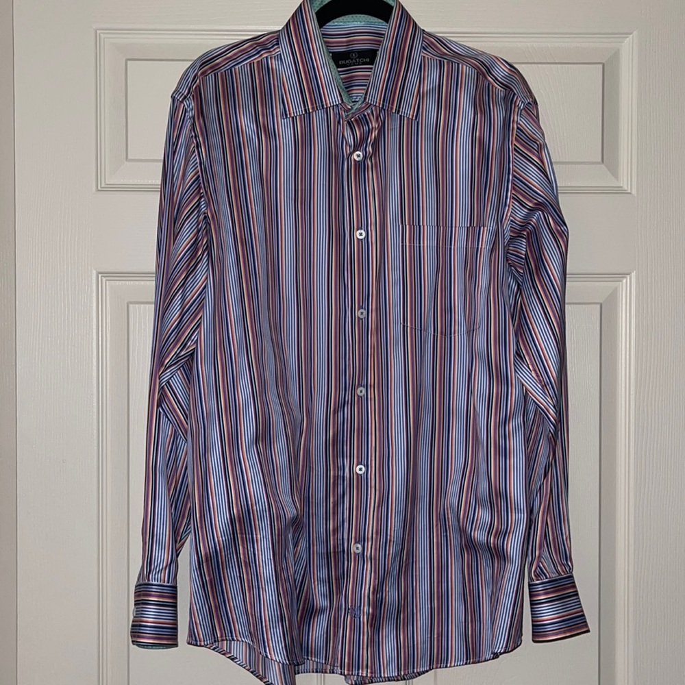 Mens Bugatchi XL multi color striped shirt